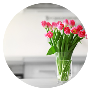 Flower in a vase on a counter top. Specialty Vacuums for Allergies - Eliminate Indoor and Outdoor Allergens from Carpet and Wood Floors - Starks Vacuum Stores in Portland OR Vancouver WA and Bend OR