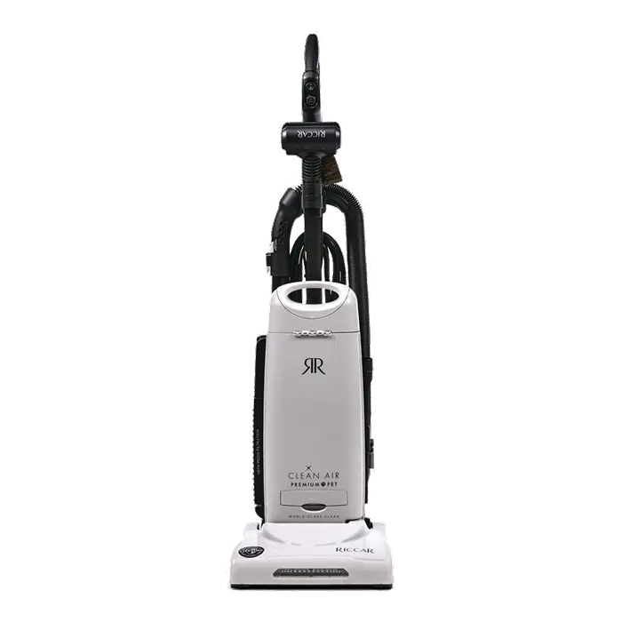 A front view of the Riccar R27P Pet Upright Vacuum. Available in-store at Stark's Vacuums.